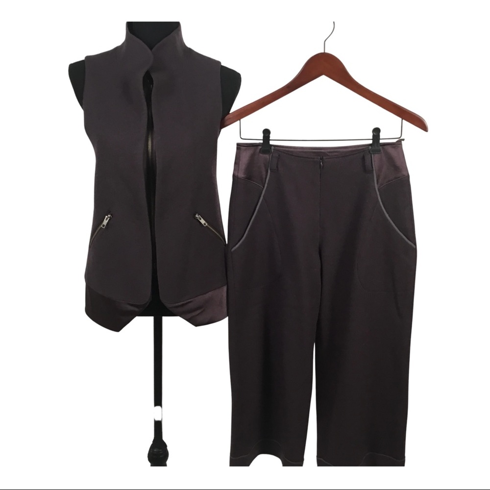 Yoshi Yoshi Plum Wool Look Pants Suit Size 2